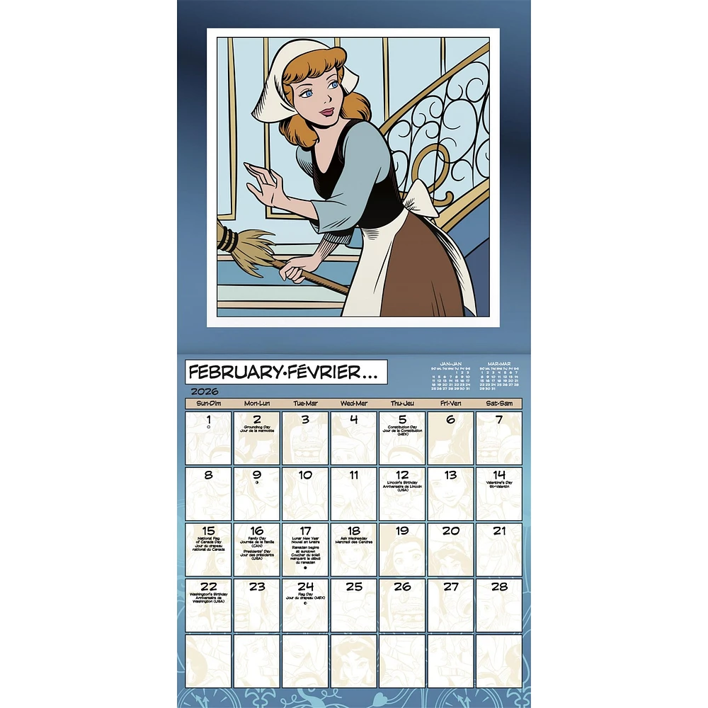 Disney Princess Bilingual 2026 Wall Calendar