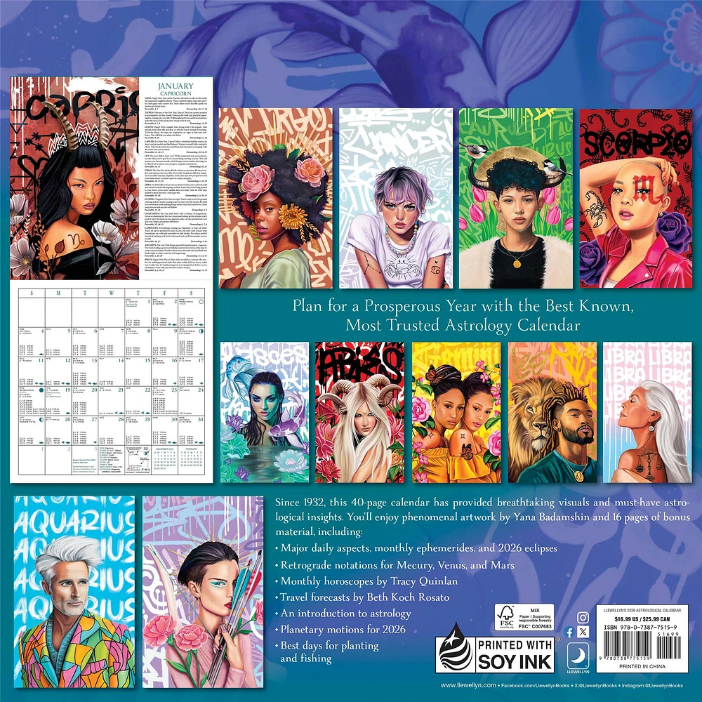 Astrological 2026 Wall Calendar
