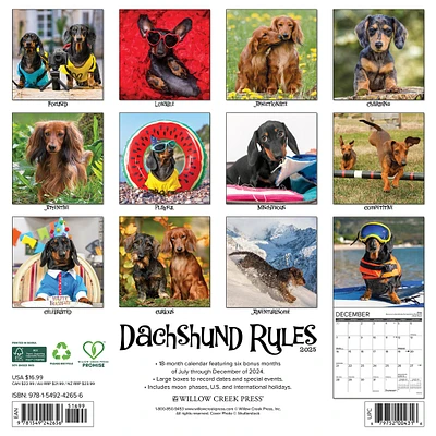 Dachshund Rules Wall 2025 Calendar