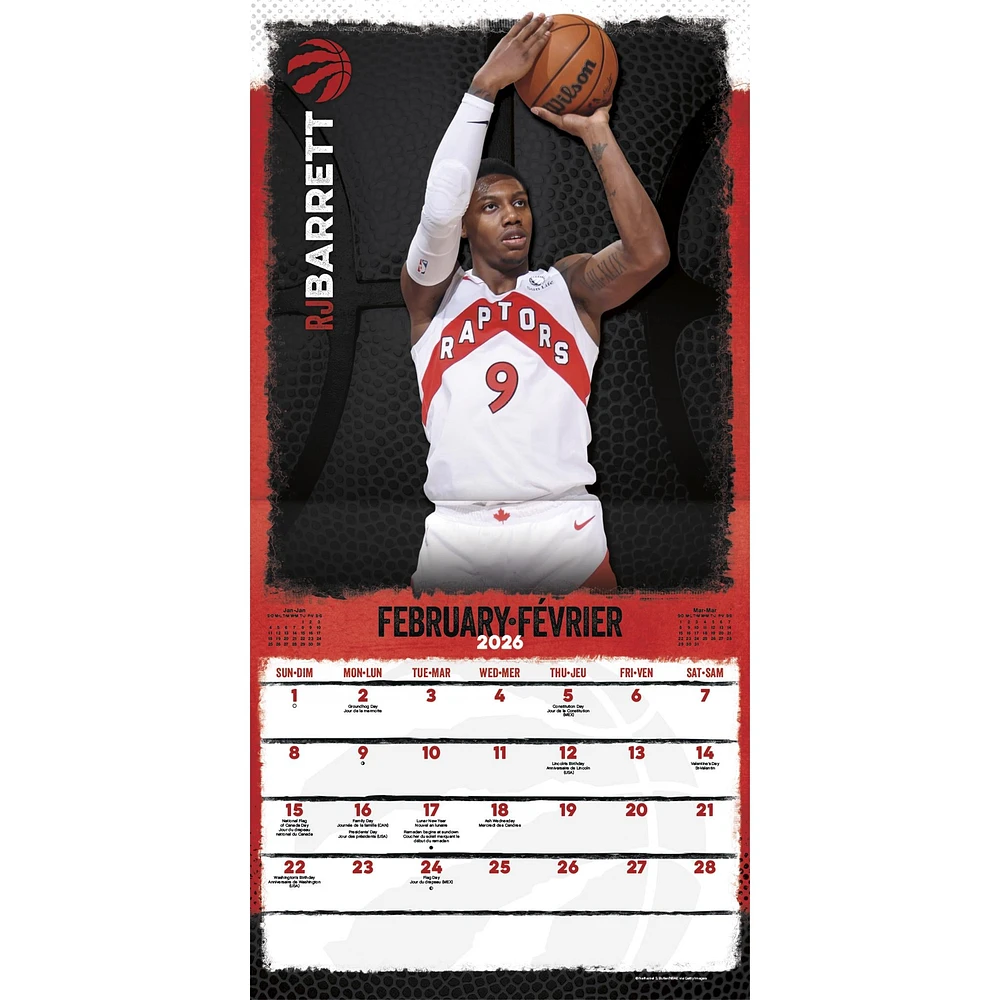 NBA Toronto Raptors Bilingual 2026 Wall Calendar