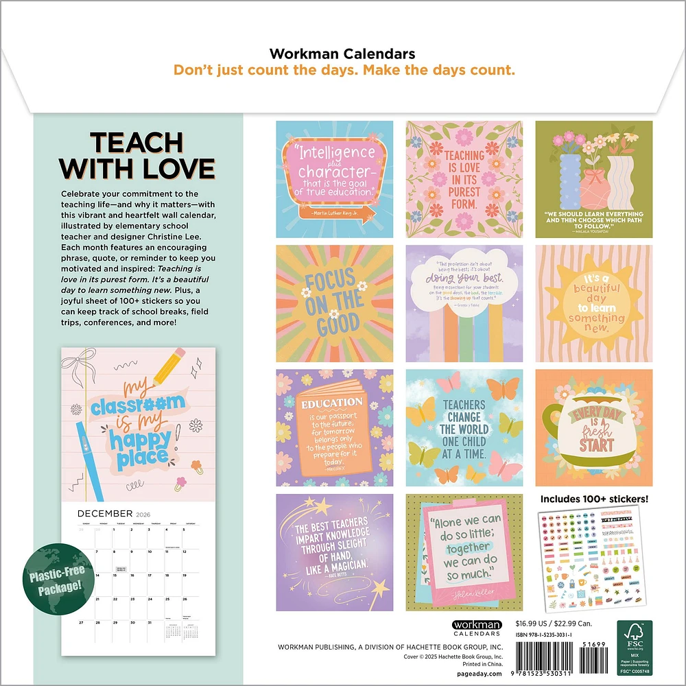 Teaching Is A Work Of Heart 2026 Wall Calendar - Online Exclusive