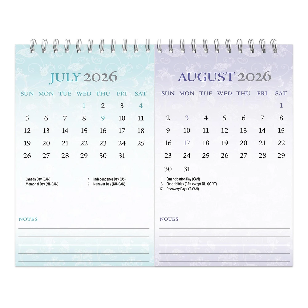Patterned 2026 Double View Easel Calendar