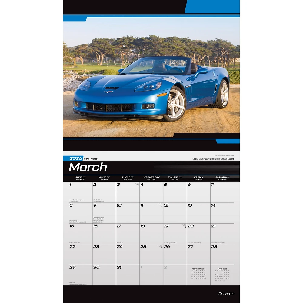 Corvette 2026 Wall Calendar