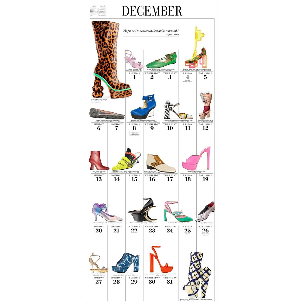 Shoes 365 2026 Wall Calendar