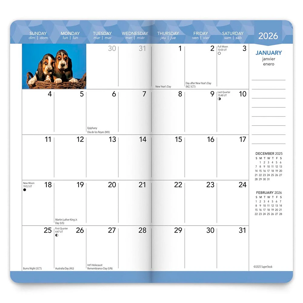 Puppies I Love 2026 2 Yr Pocket Planner Calendar