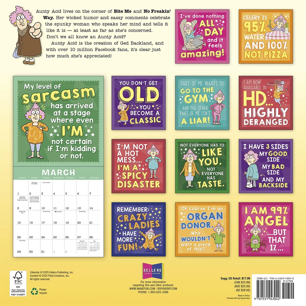 Aunty Acid 2026 Wall Calendar - Online Exclusive