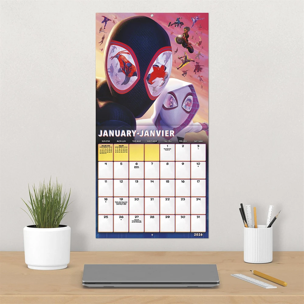 Spider Man Across The Spider Verse Bilingual 2026 Wall Calendar