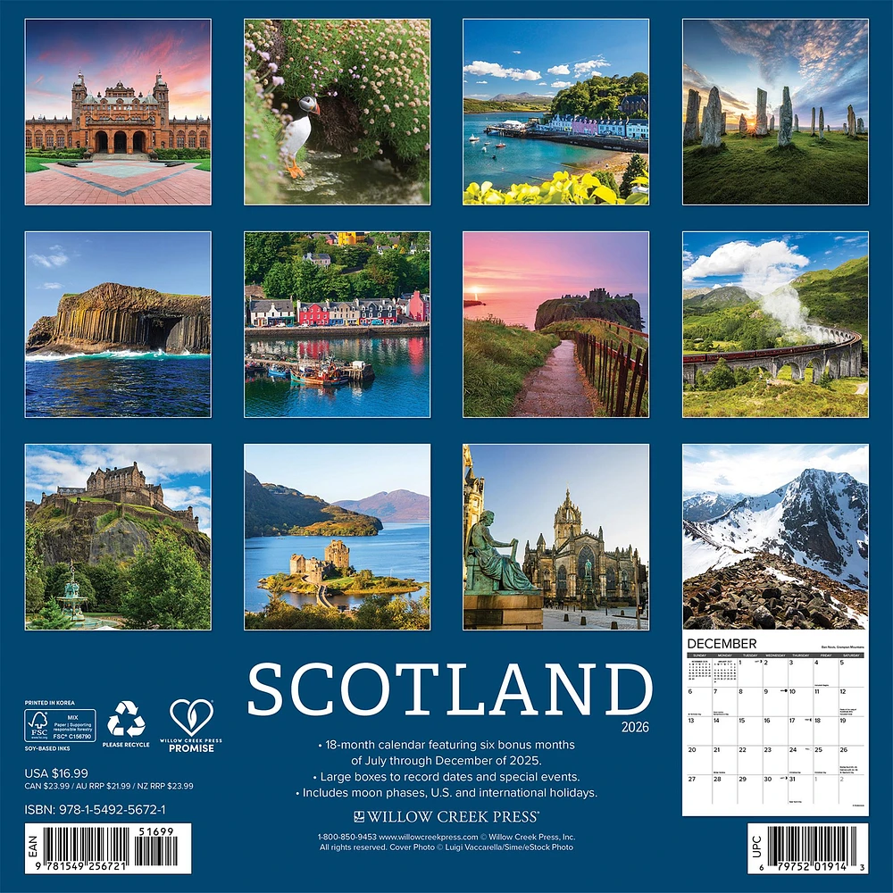 Scotland 2026 Wall Calendar - Online Exclusive