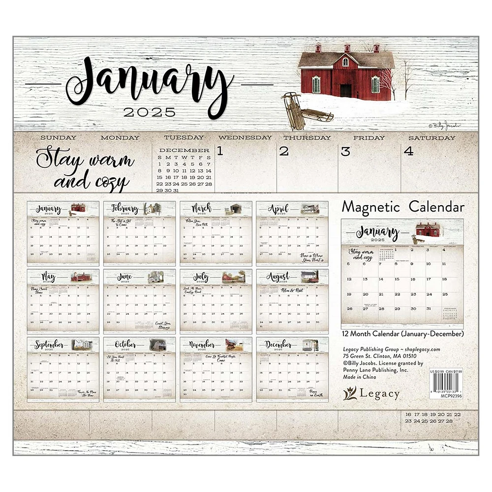 Farmhouse Magnetic Mini 2025 Calendar - Online Exclusive