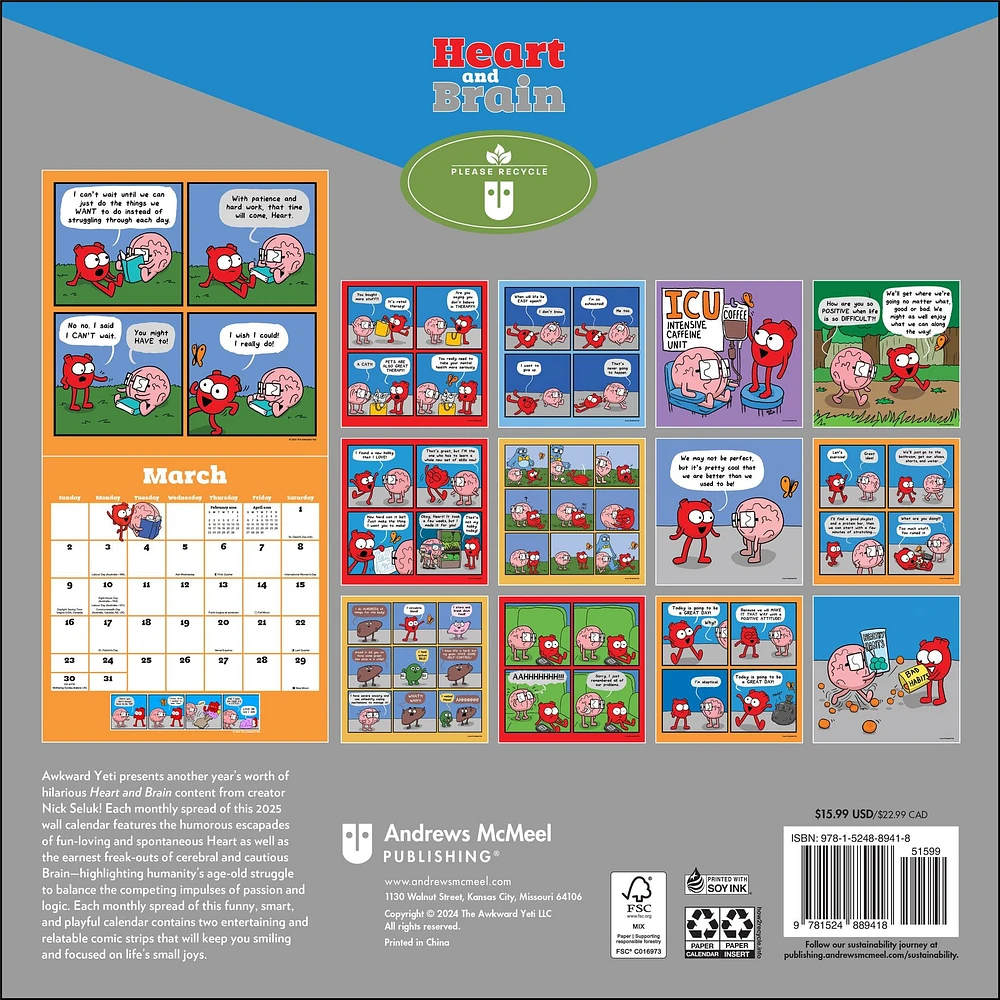 Heart And Brain Wall 2025 Calendar