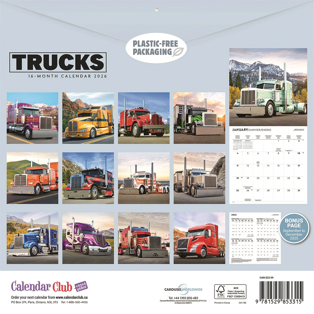 Trucks 2026 Wall Calendar