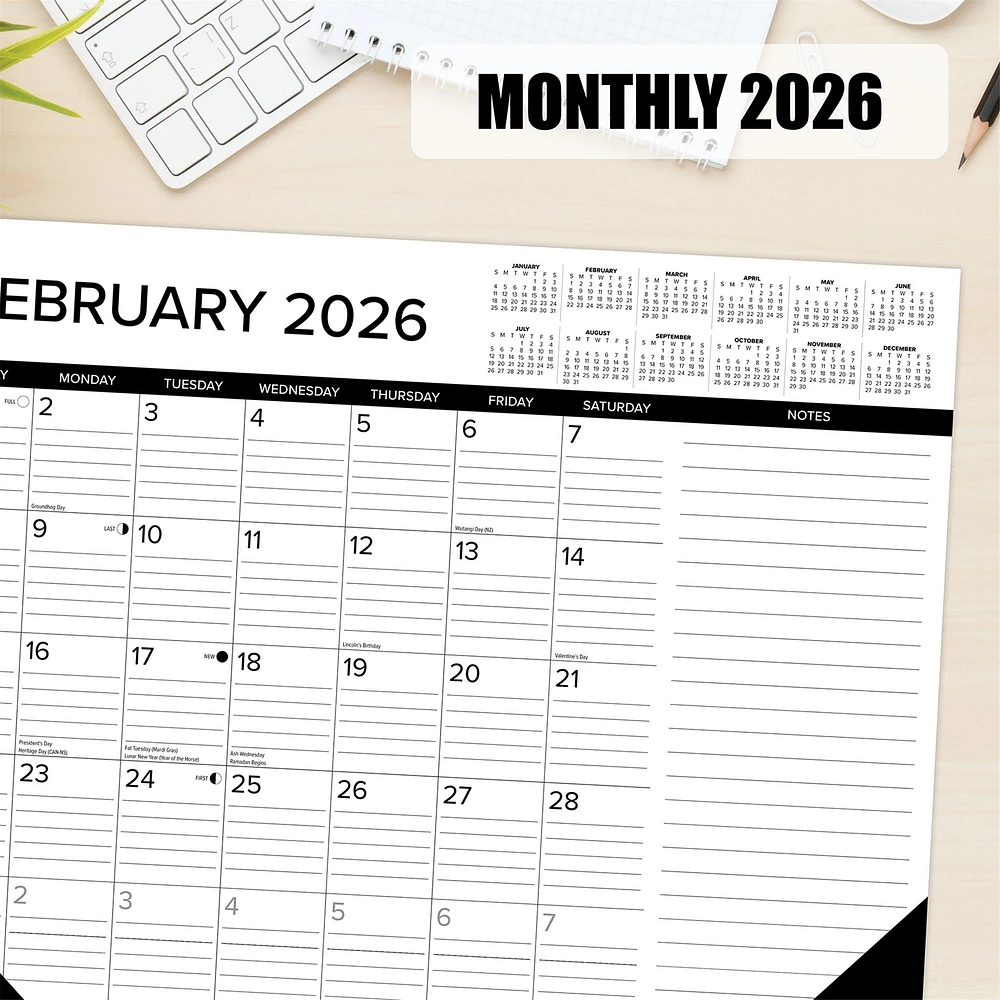 Black And White 2026 Desk Pad Calendar