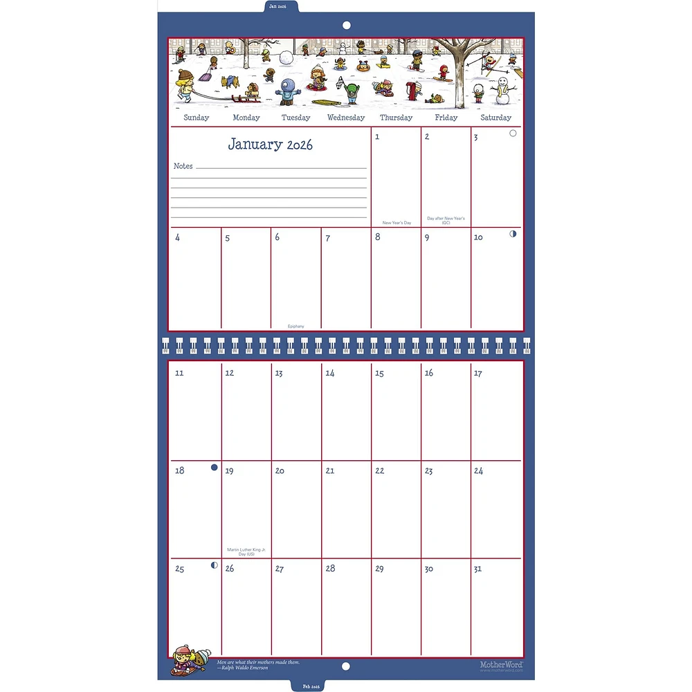 Motherword Tabbed English 2026 Wall Calendar