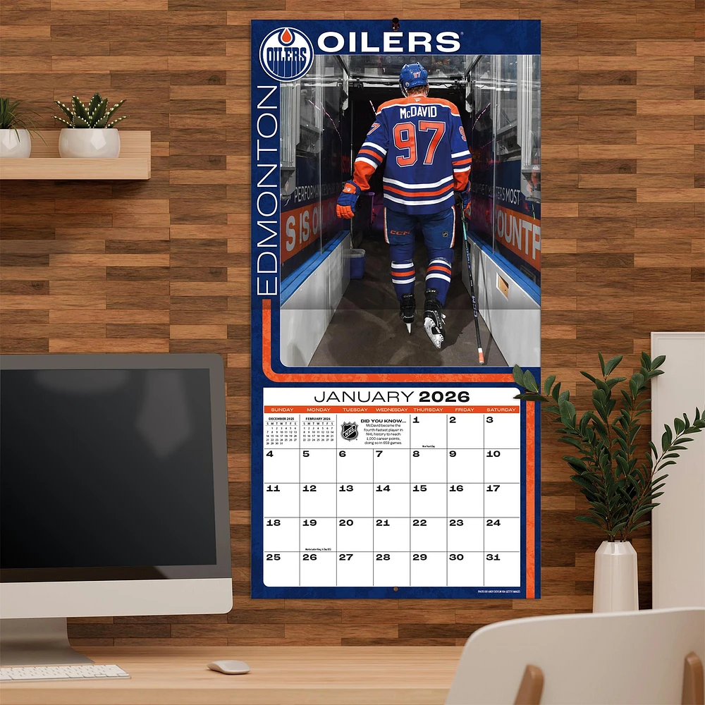 NHL Connor Mcdavid Edmonton Oilers 2026 Wall Calendar