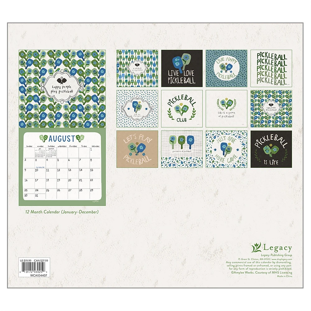 Pickleball 2026 Deluxe Wall Calendar - Online Exclusive