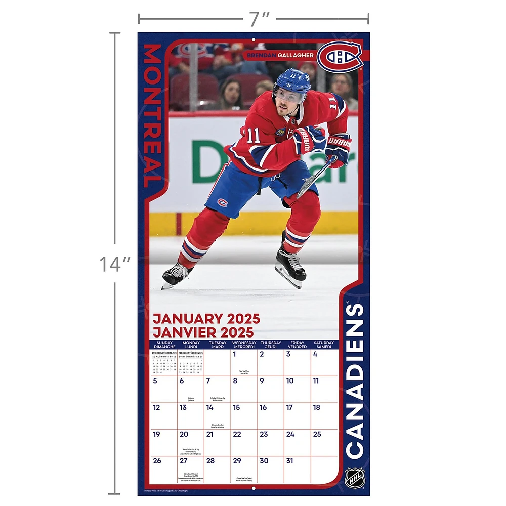 NHL Montreal Canadiens Mini 2025 Calendar