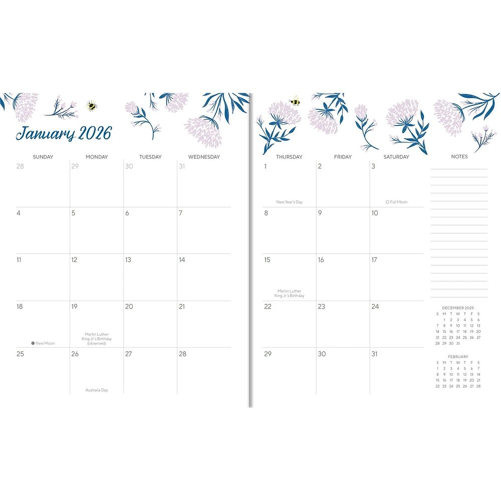 Garden Bee 2026 Monthly Planner Calendar