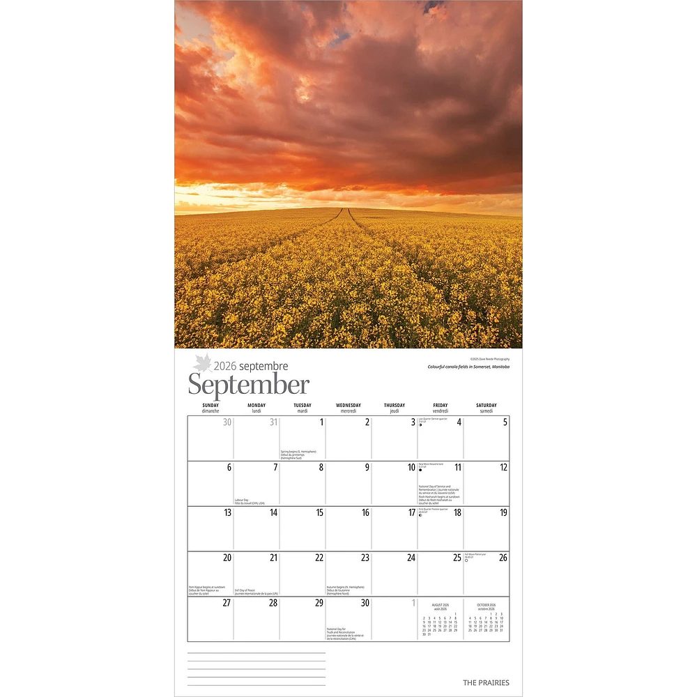 Prairies 2026 Wall Calendar