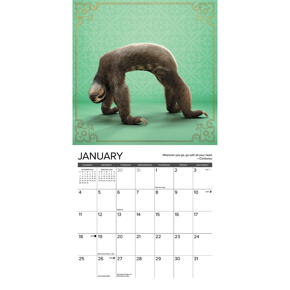 Sloth Yoga 2026 Mini Calendar
