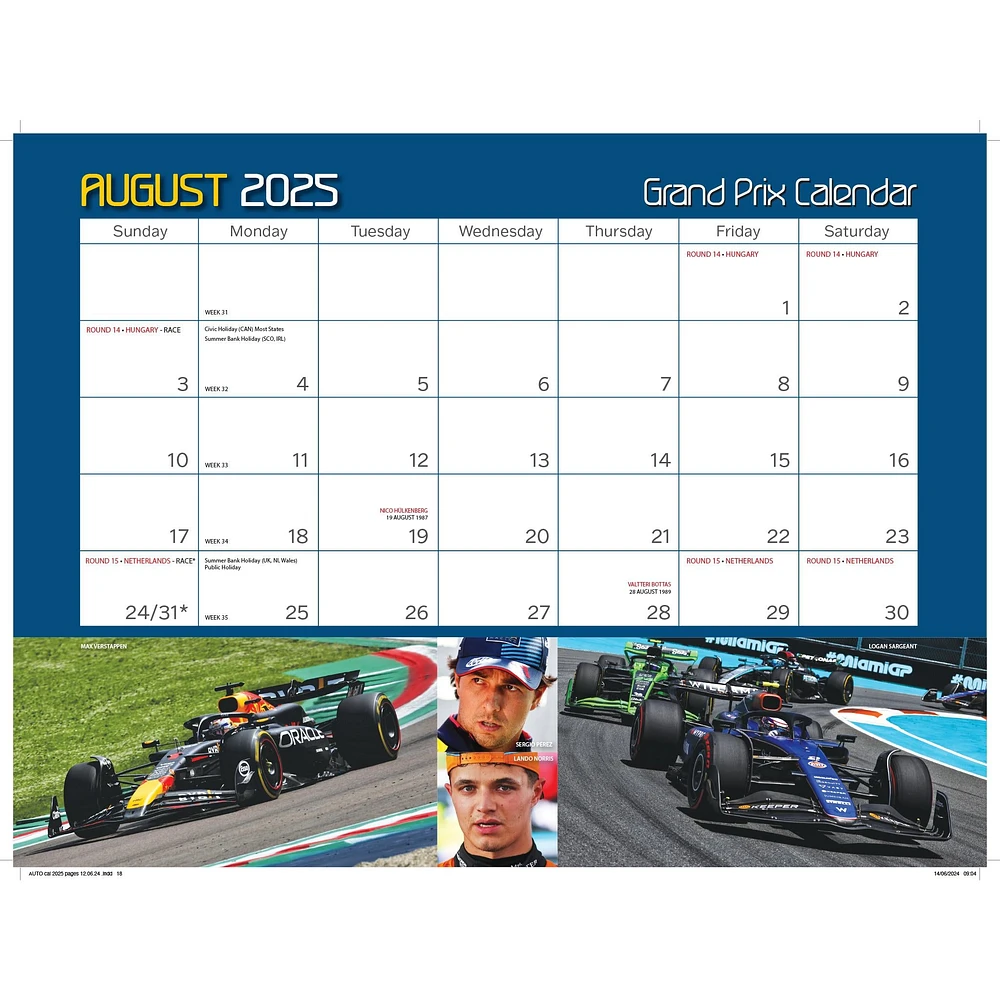 Autocourse Grand Prix Wall 2025 Calendar