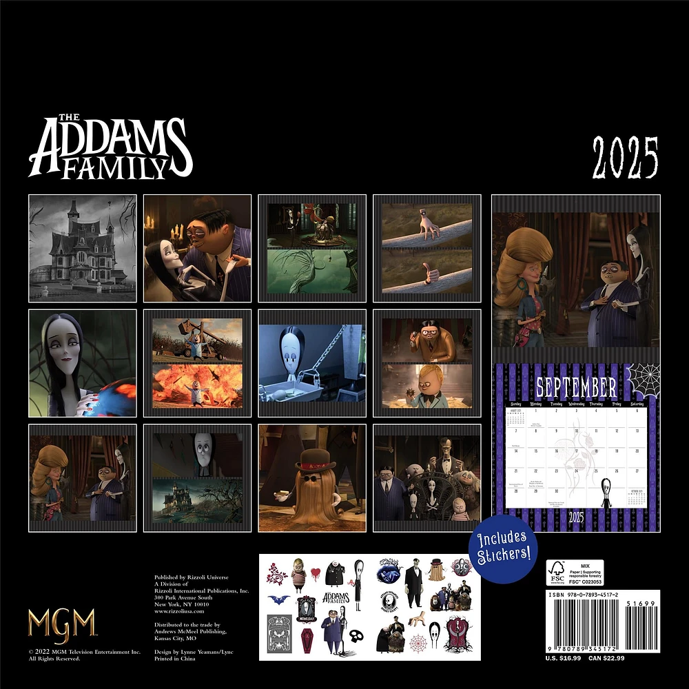 Addams Family Wall 2025 Calendar - Online Exclusive