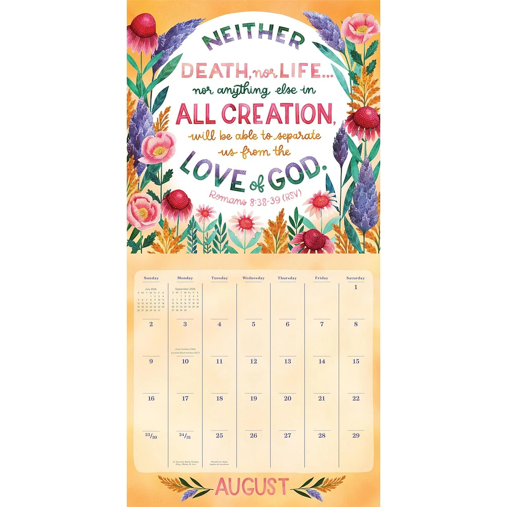 Bible Verses Illustrated 2026 Wall Calendar