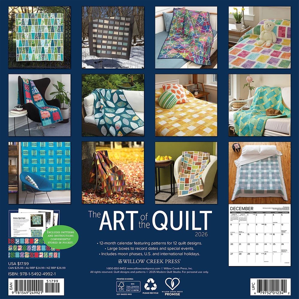 Art Of The Quilt 2026 Wall Calendar