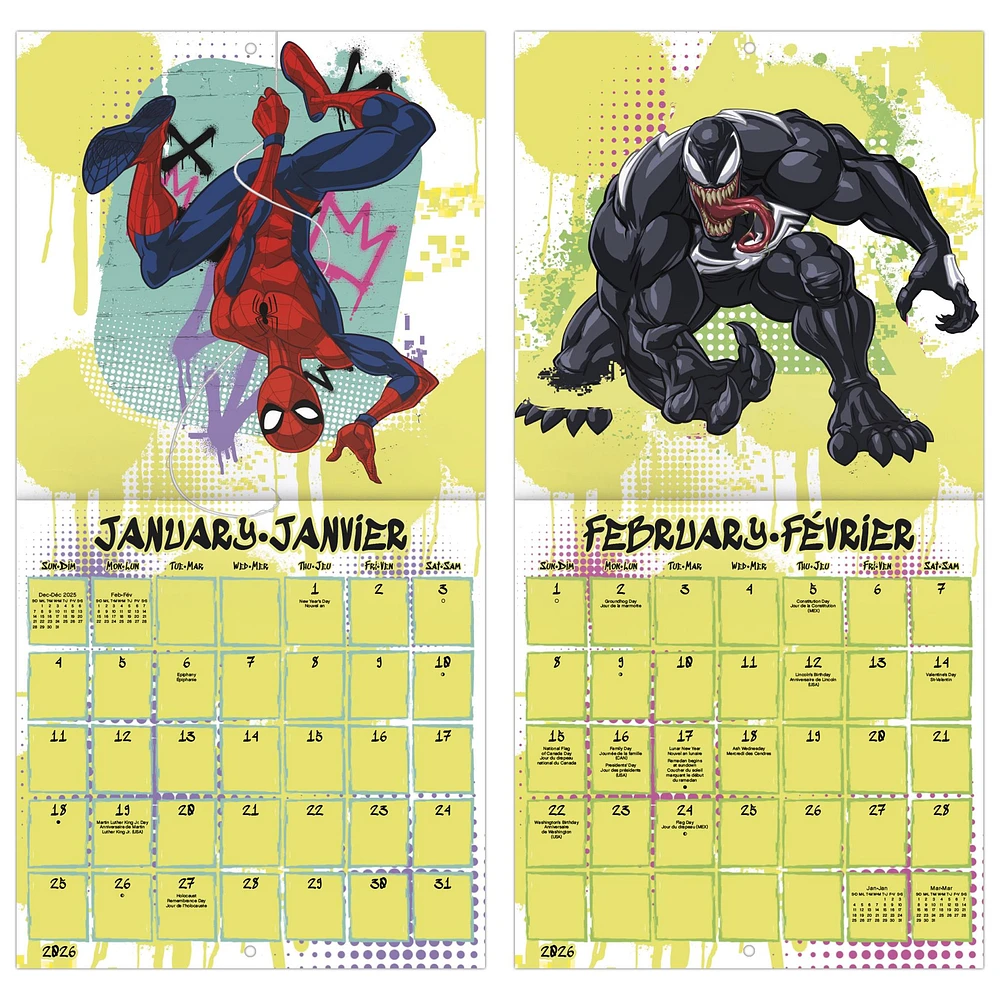 Spider Man Bilingual 2026 Mini Calendar