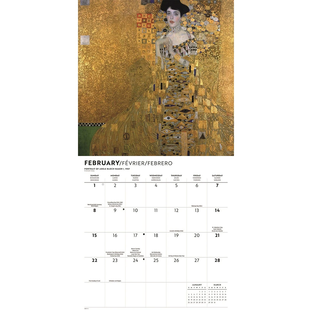 Klimt 2026 Wall Calendar