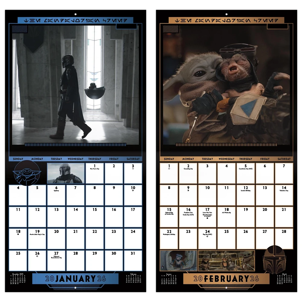 Star Wars Mandalorian 2026 Wall Calendar