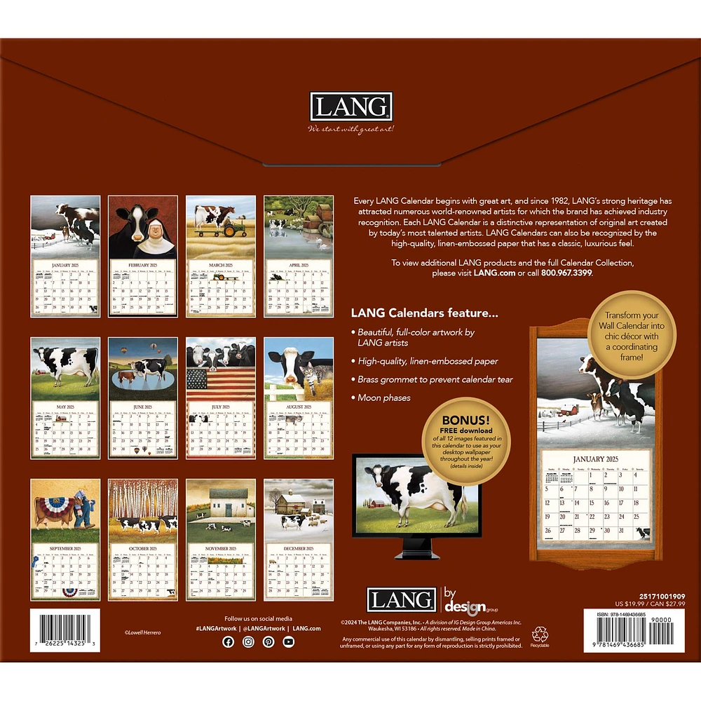 Cows Cows Cows Special Edition with Print Wall 2025 Calendar