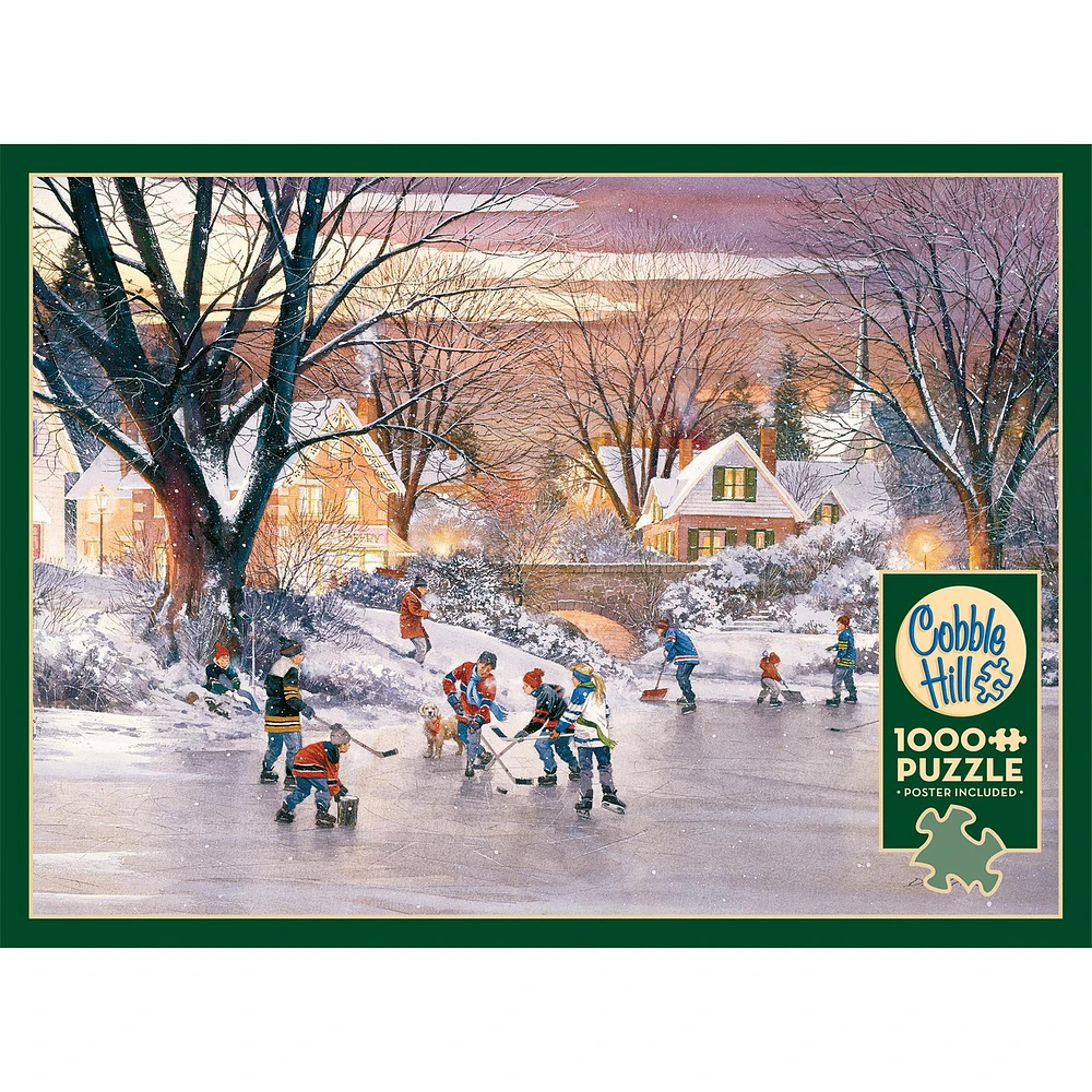 Hockey Pond Exclusive 1000 Piece Puzzle Cobble Hill