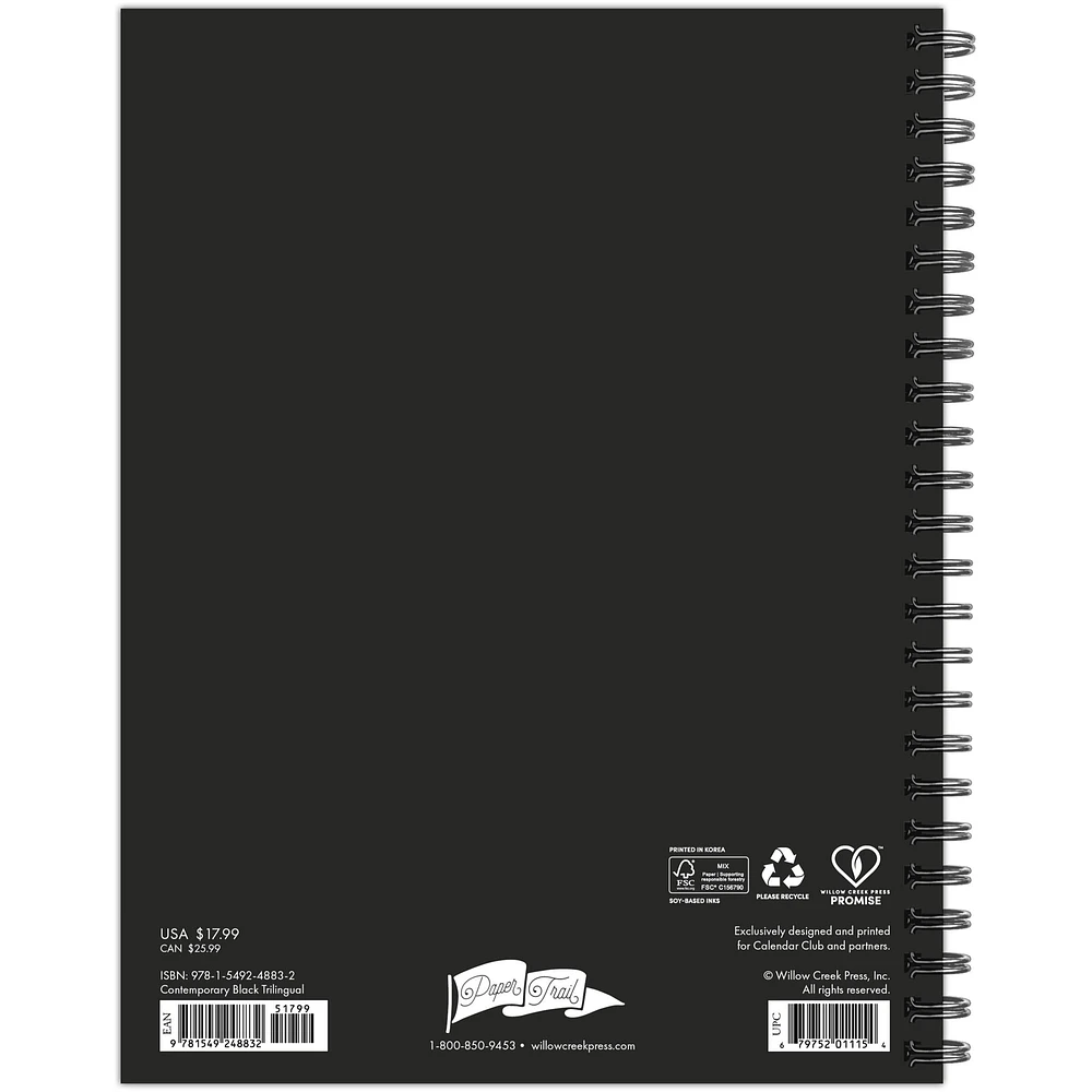 Contemporary Black Weekly Planner 2025 Calendar