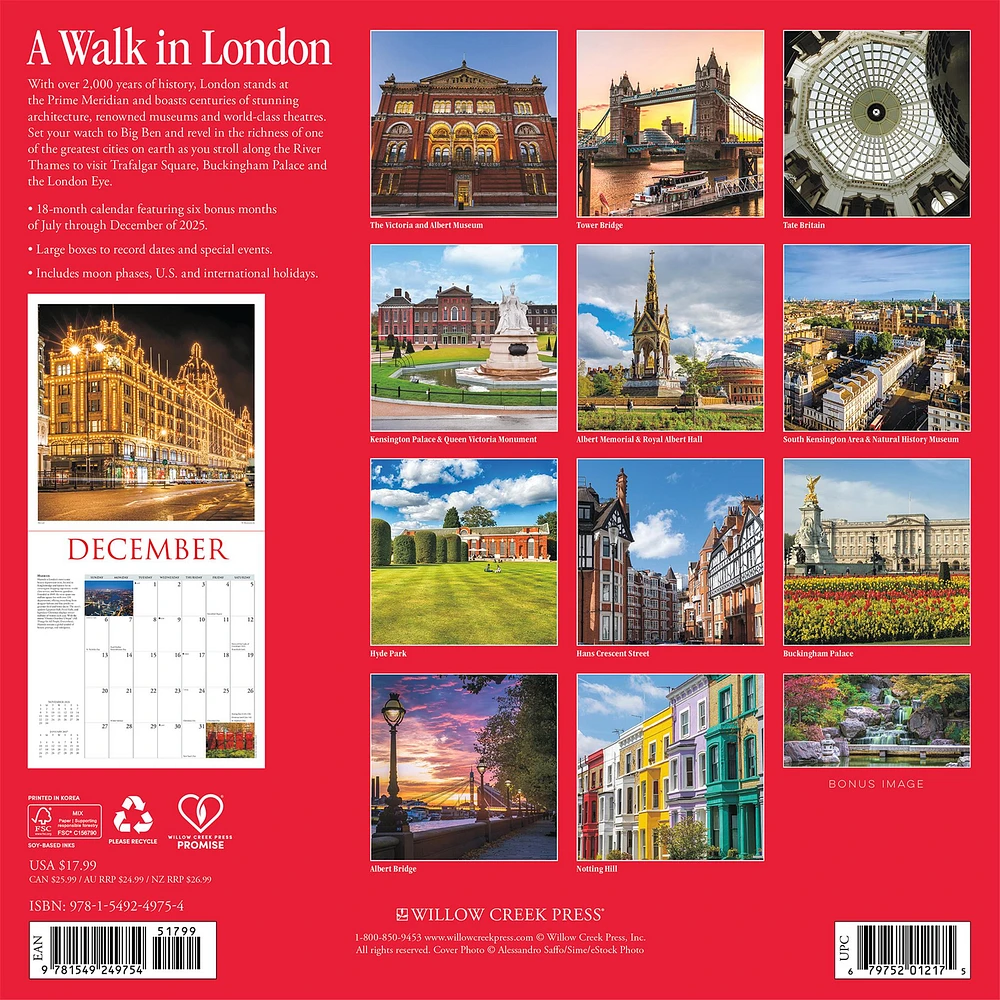 Walk In London 2026 Wall Calendar - Online Exclusive