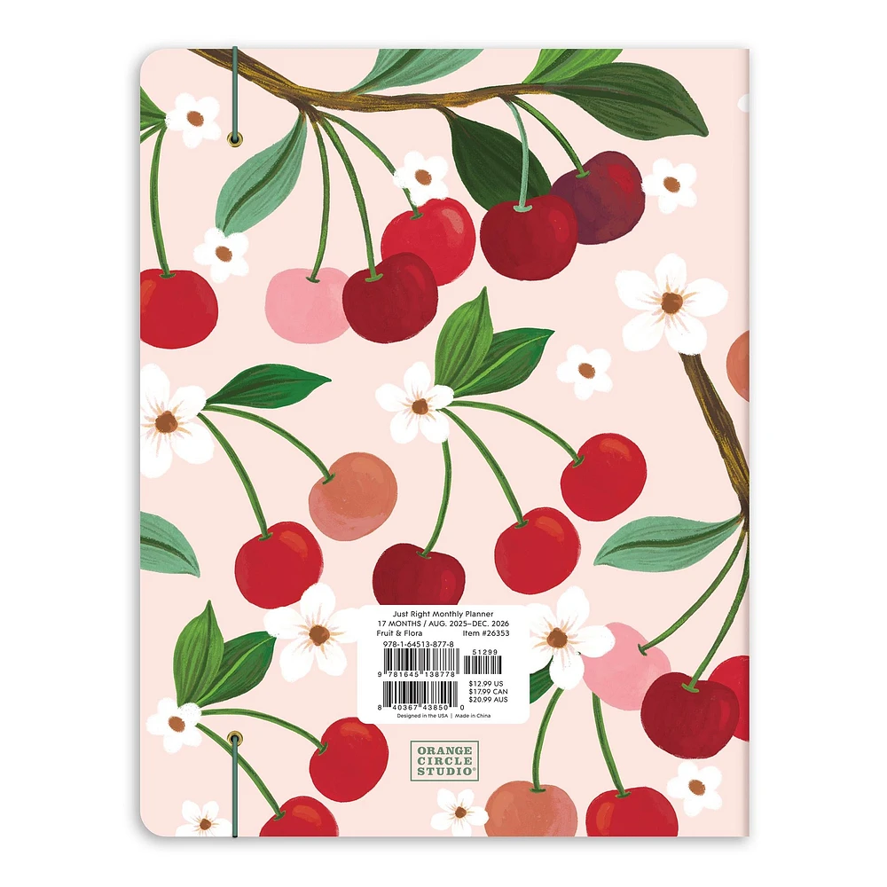 Fruit And Flora Just Right 2025-2026 Monthly Planner Calendar
