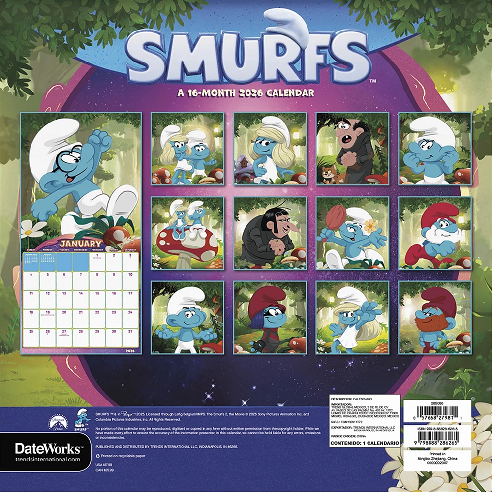 Smurfs 2 2026 Wall Calendar - Online Exclusive