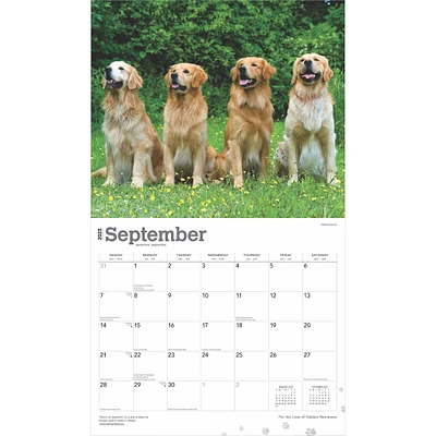 For the Love of Golden Retrievers Deluxe Wall 2025 Calendar