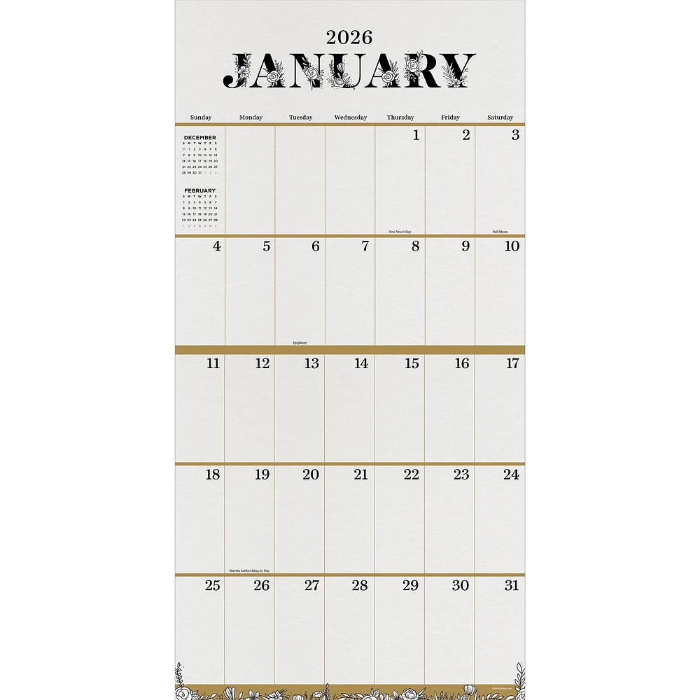 Big Grid Floral 2026 Wall Calendar