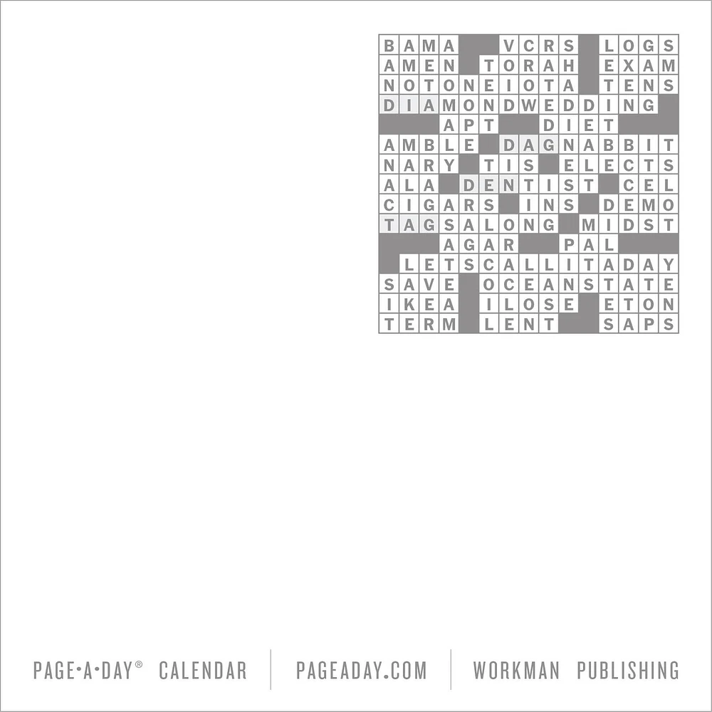 New York Times Daily Crossword 2026 Box Calendar