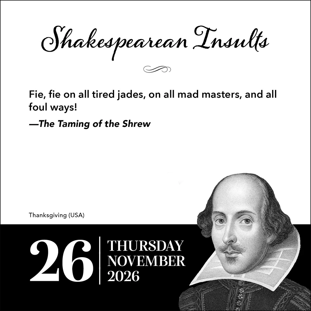 Shakespearean Insults 2026 Box Calendar