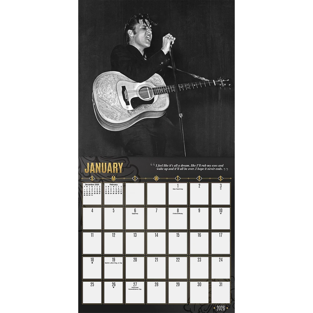 Elvis Presley Collectors Edition 2026 Wall Calendar - Online Exclusive