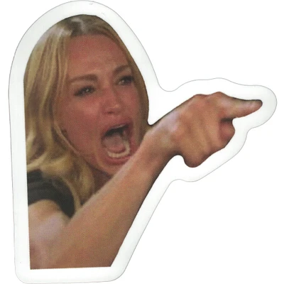 Yelling Woman From Smudge Cat Meme Vinyl Sticker - FINAL SALE