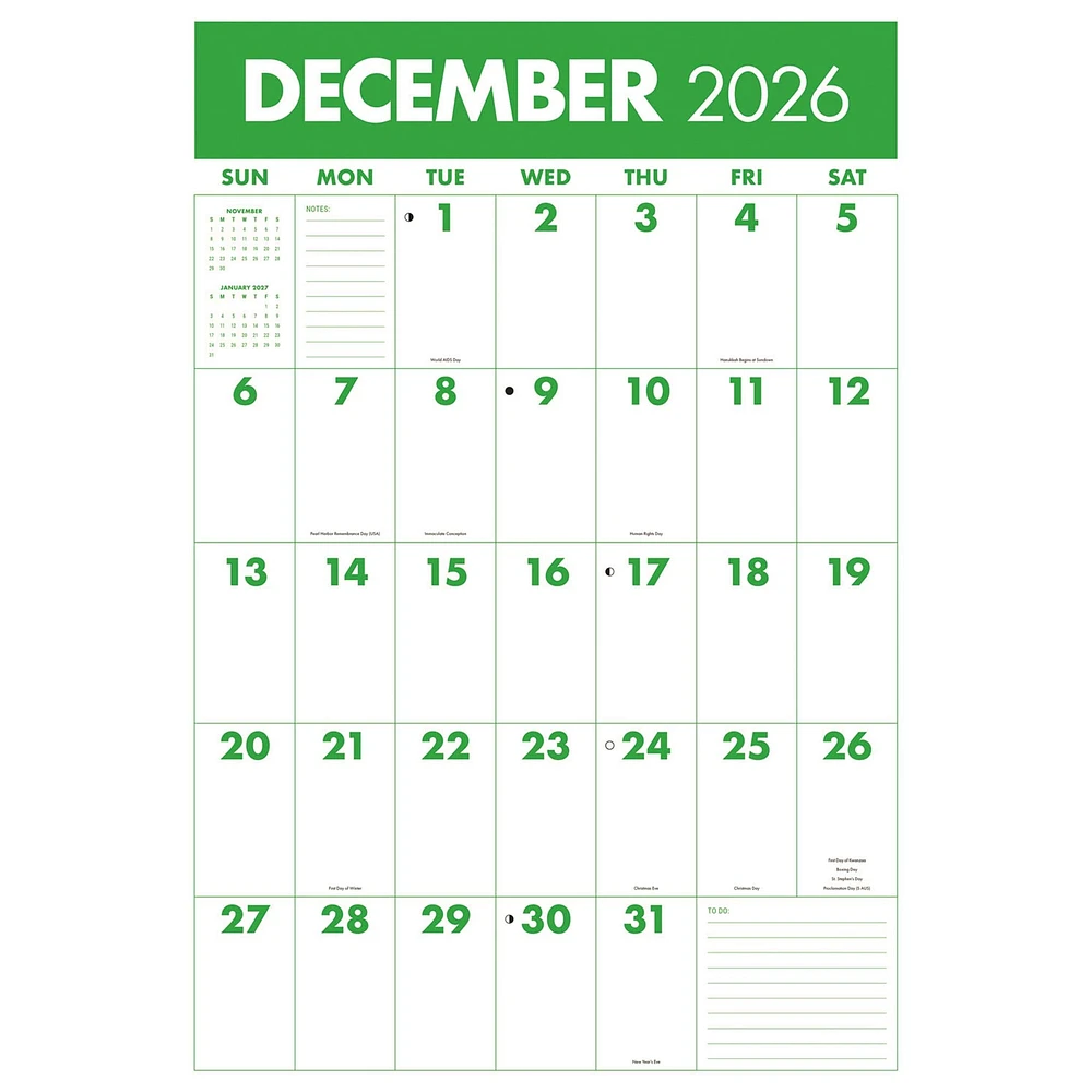 Monster Grid Deluxe 2026 Wall Calendar