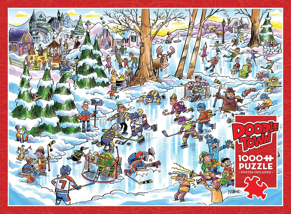 DoodleTown Hockey Town 1000 Piece Puzzle