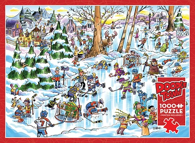 DoodleTown Hockey Town 1000 Piece Puzzle