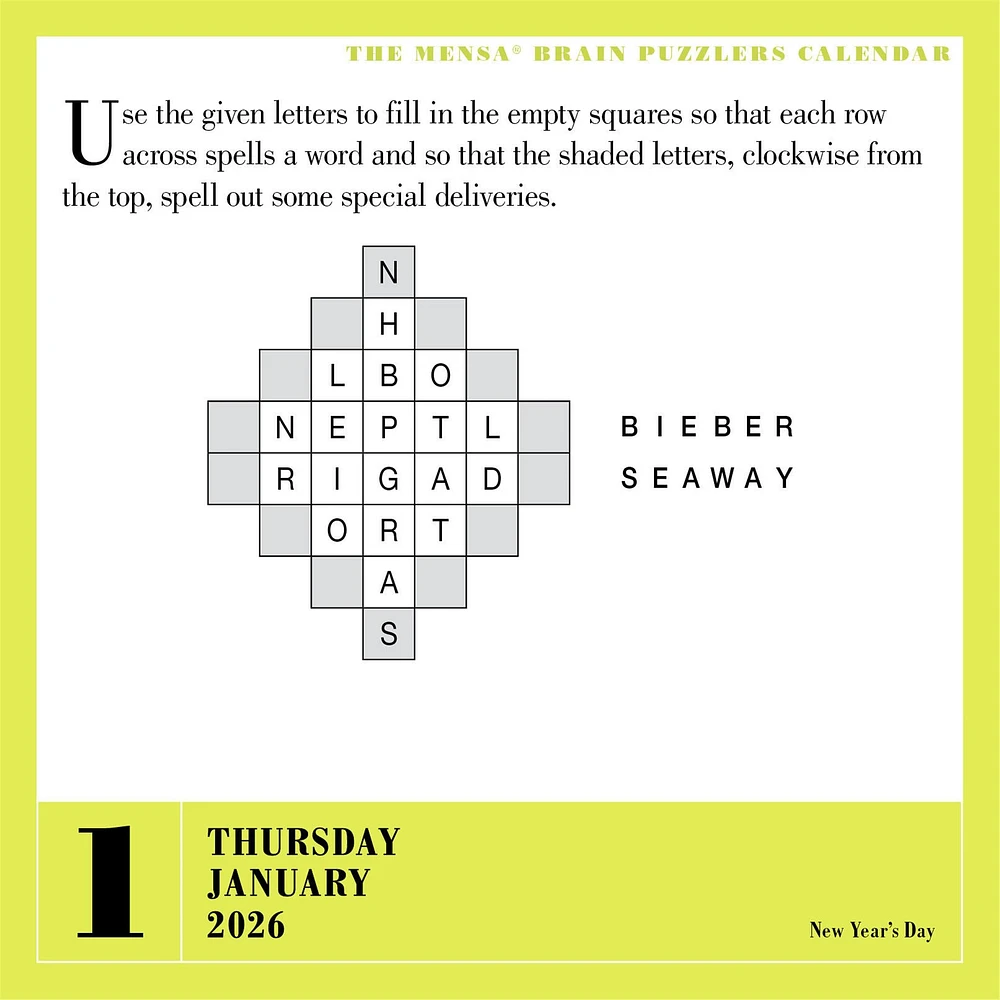 Mensa 365 Brain Puzzlers 2026 Box Calendar