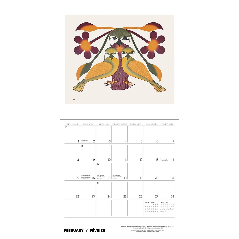 Kenojuak Ashevak 2026 Wall Calendar
