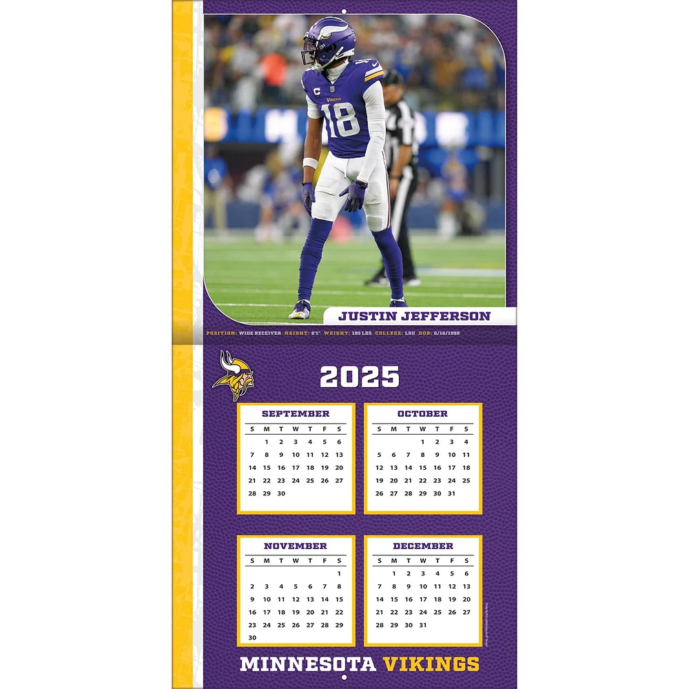 NFL Justin Jefferson Minnesota Vikings 2026 Wall Calendar
