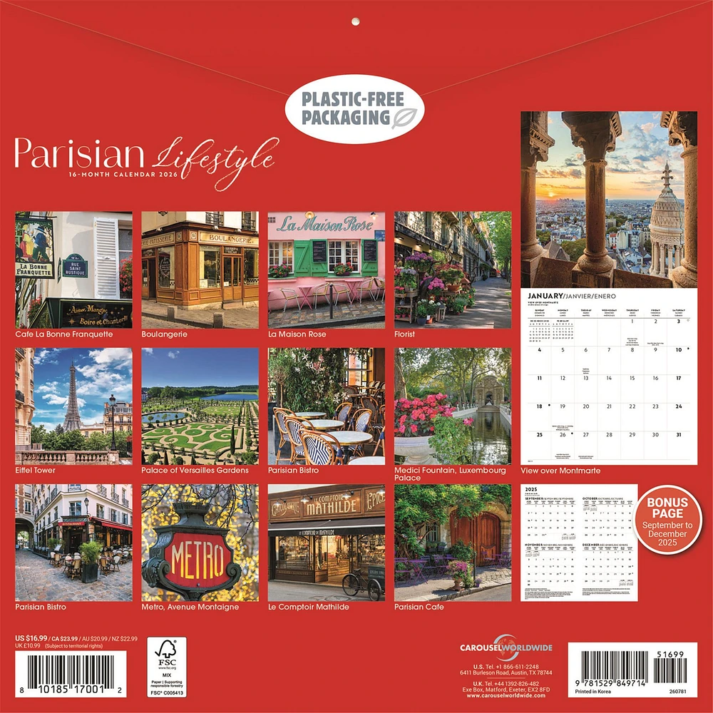 Parisian Lifestyle 2026 Wall Calendar