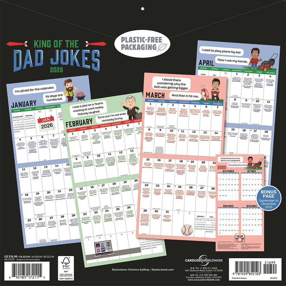 King Of The Dad Jokes 2026 Wall Calendar